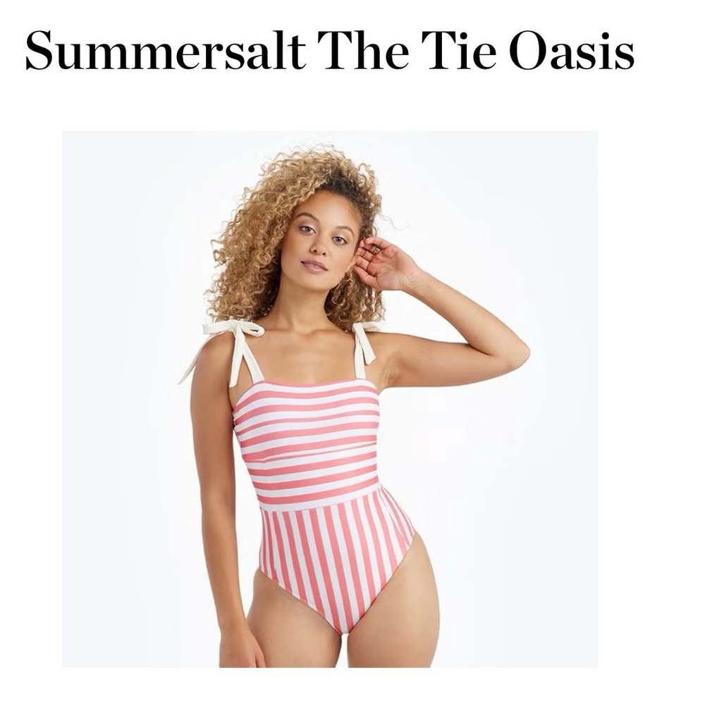 Summersalt Striped Tie-Shoulder One-Piece Swimsuit